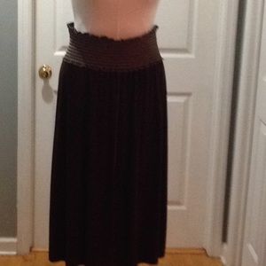 Brown Elastic Waistband Skirt